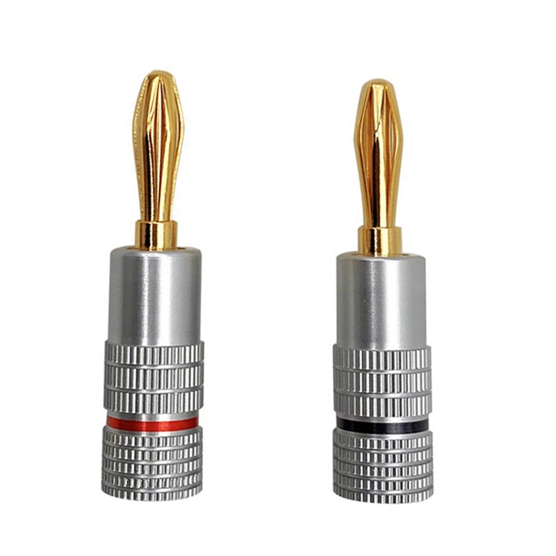 1Set Banana Connector 4.5MM Banana Plug With Screw Lock For Audio Jack Speaker Plugs Black+Silver